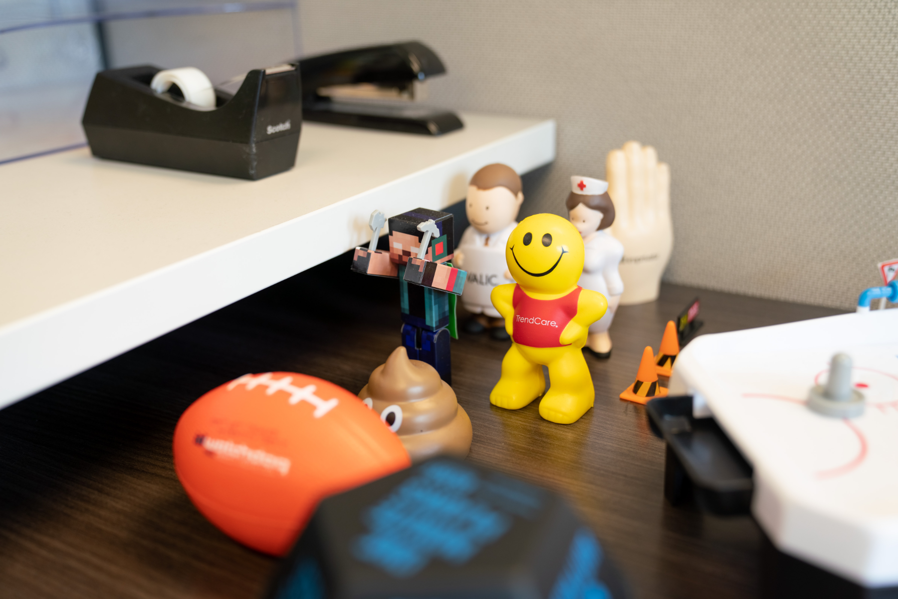 Image of a desk with toys on it