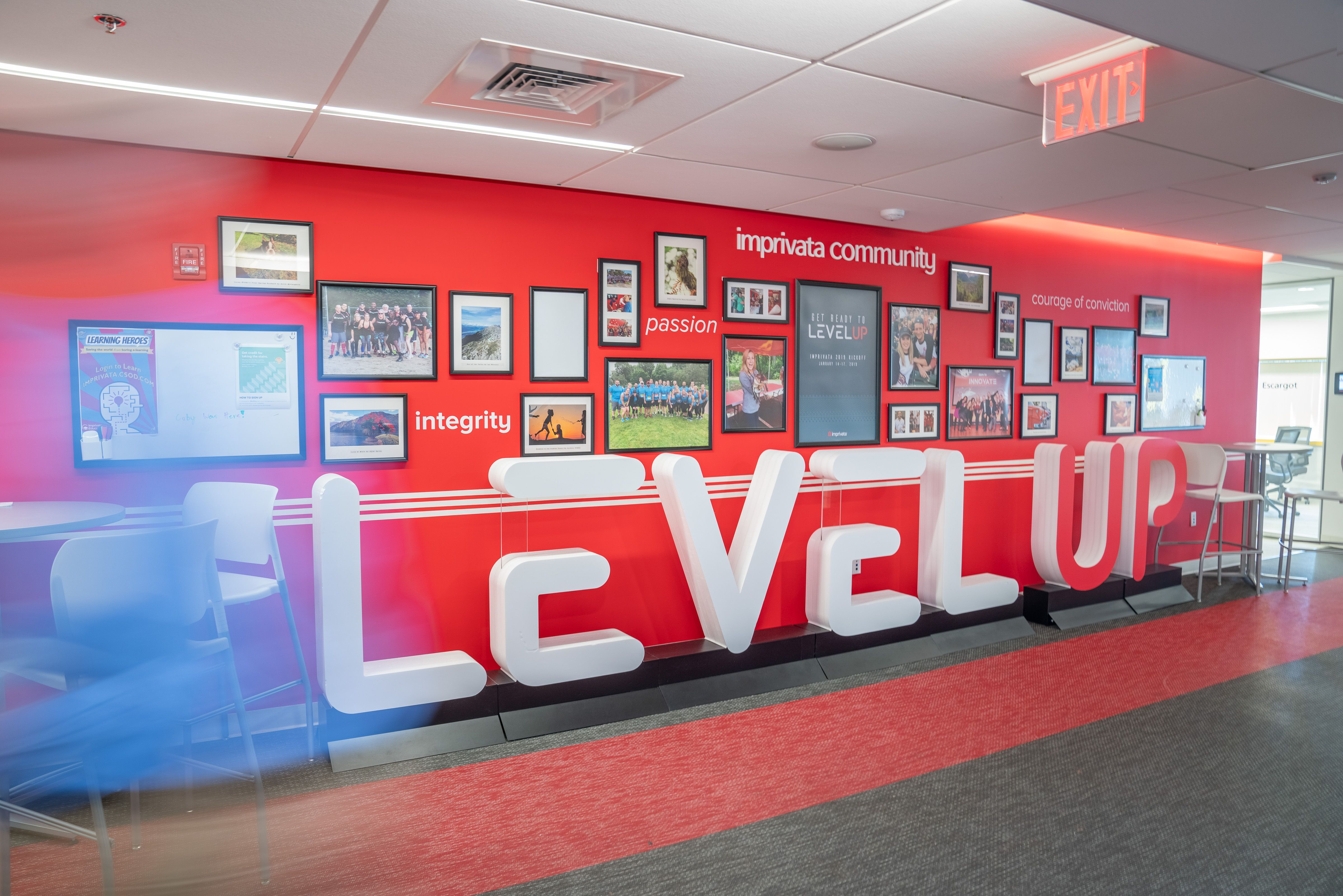 image of level up sign in office