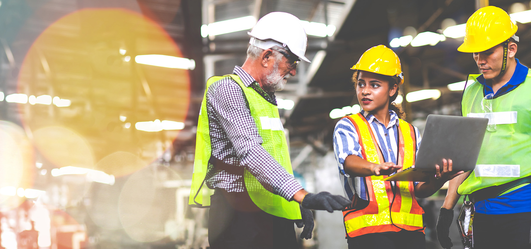 Manufacturing professionals with laptop