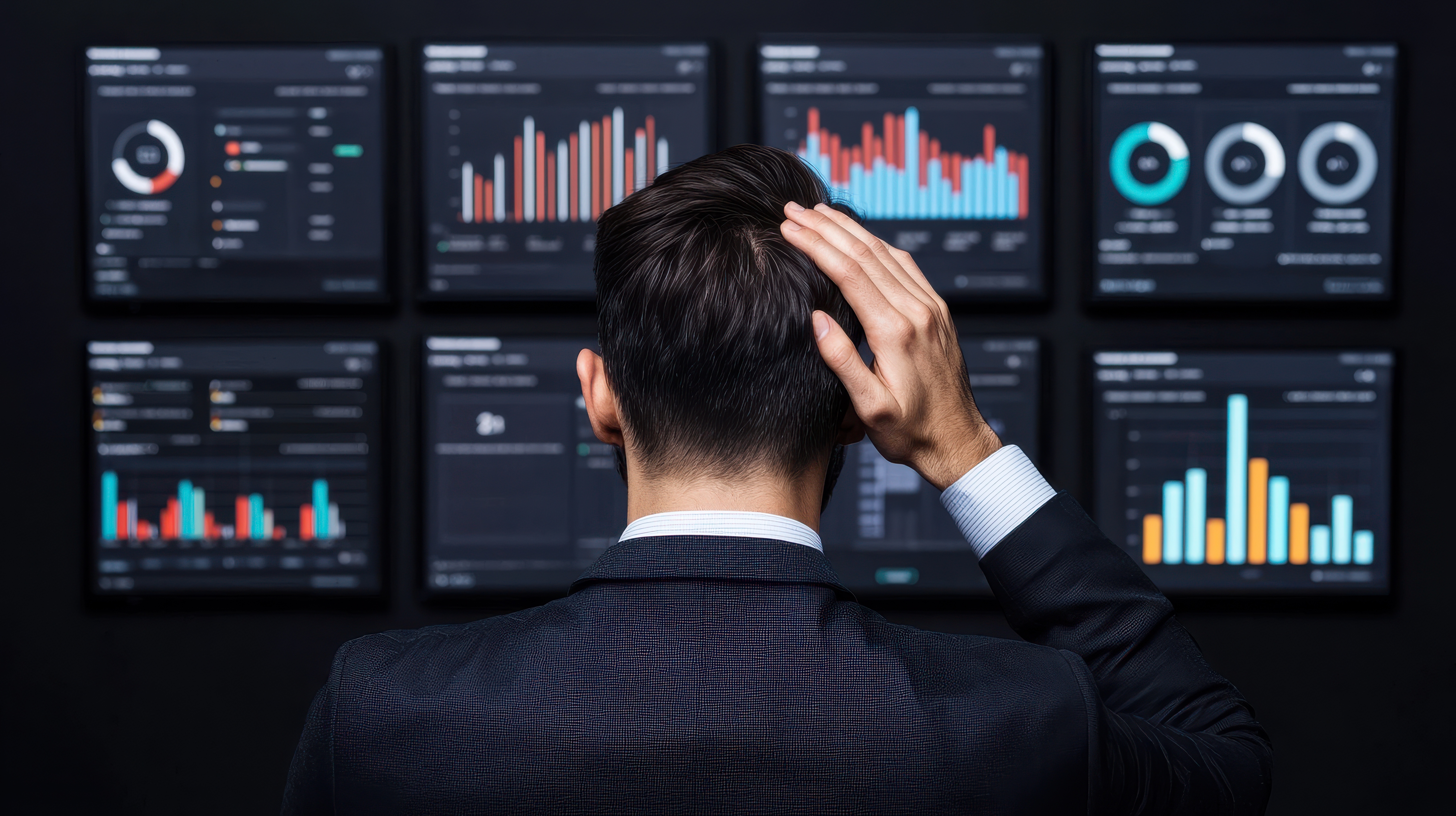 Photo of worker looking at data