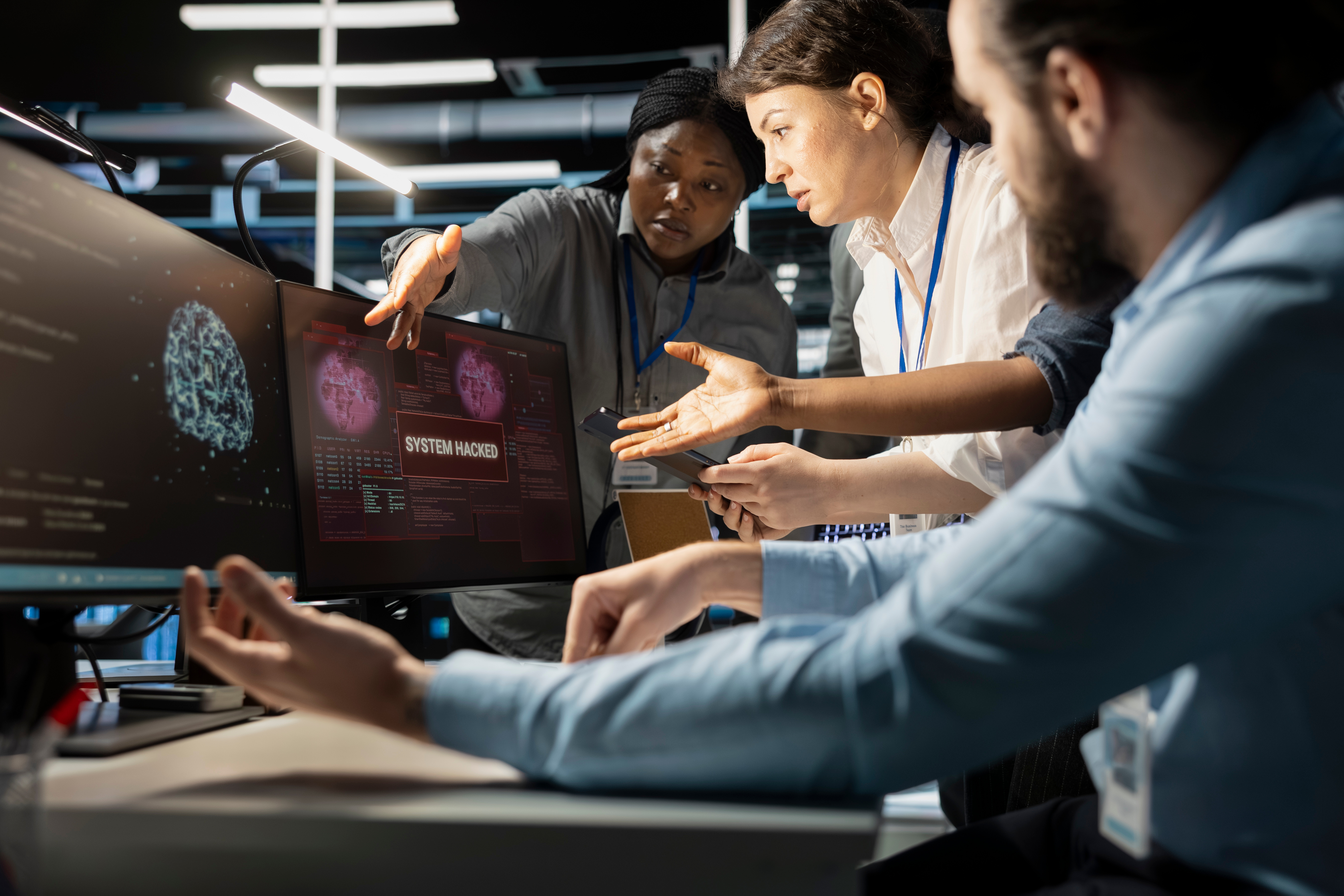 Photo of team working on monitors