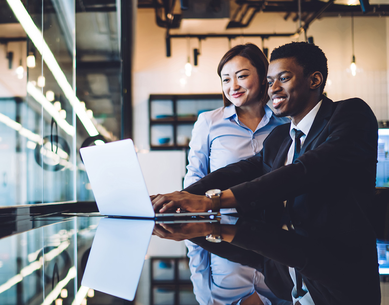 Business professionals with laptop