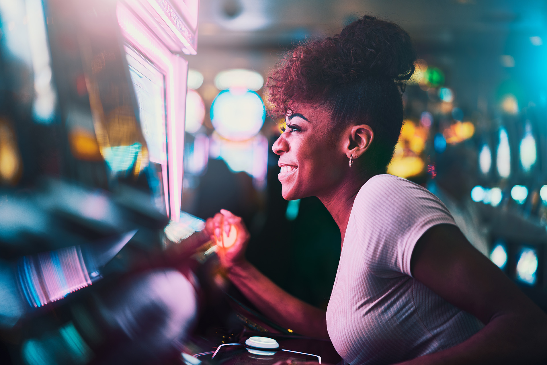 Happy person at casino