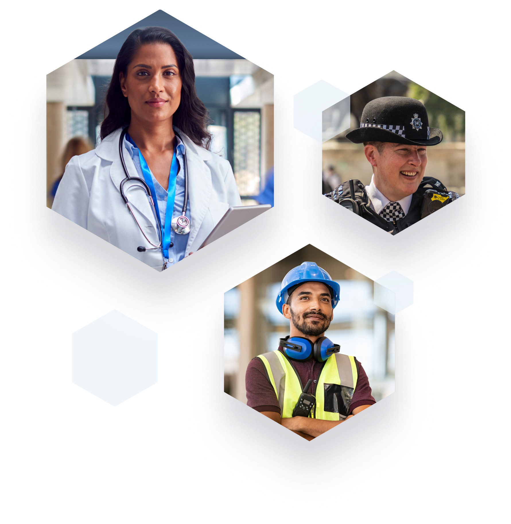 Diverse professionals using technology