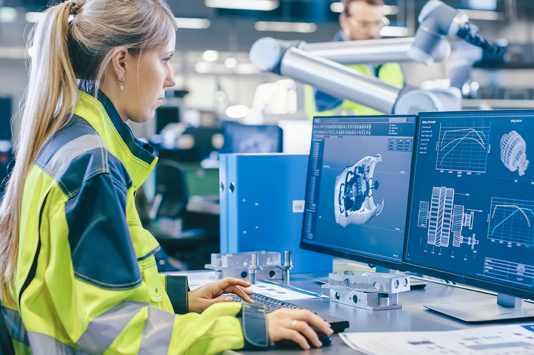 Manufacturing professional accessing CAD