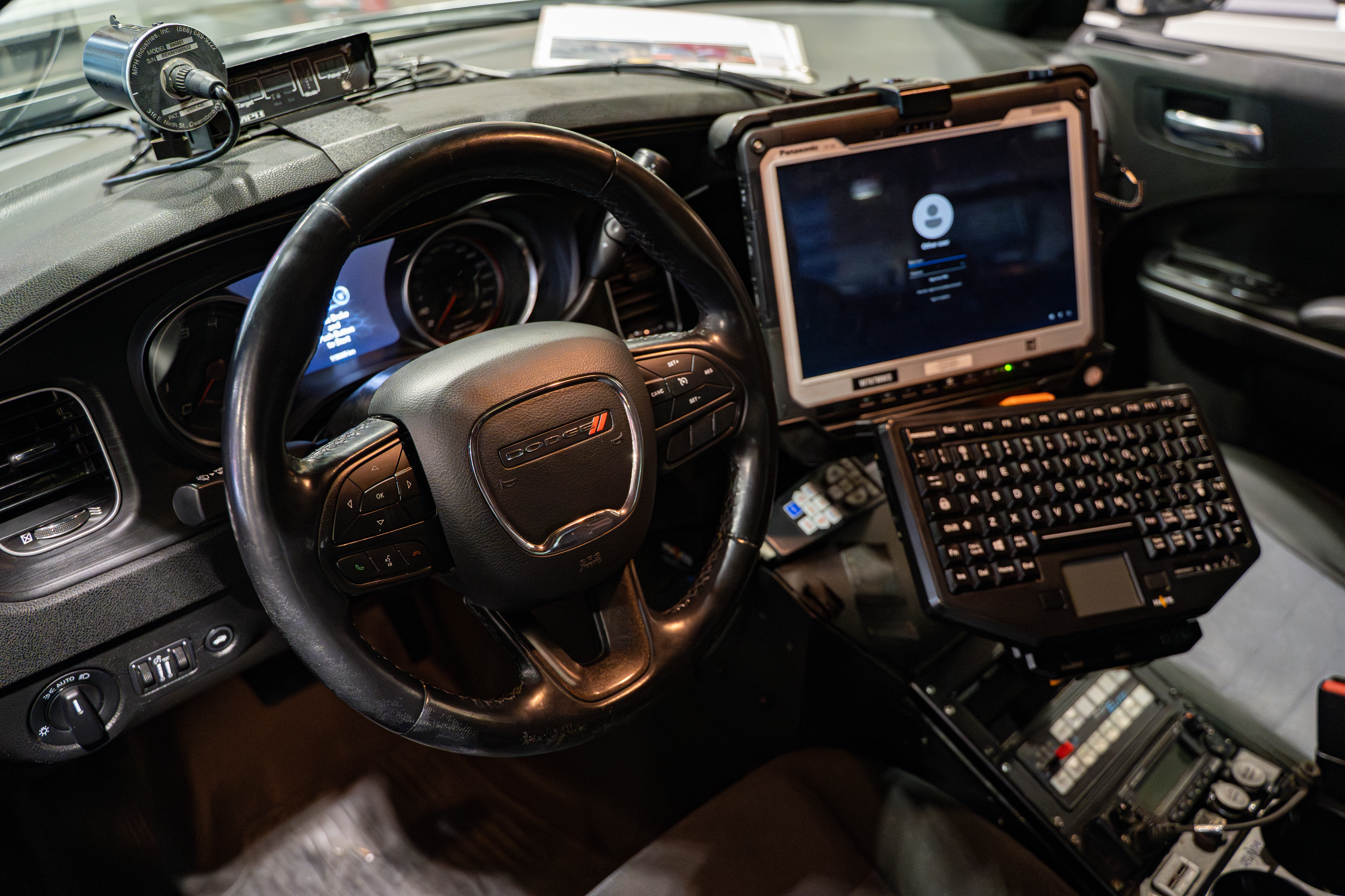 Photo of onboard computer in police vehicle