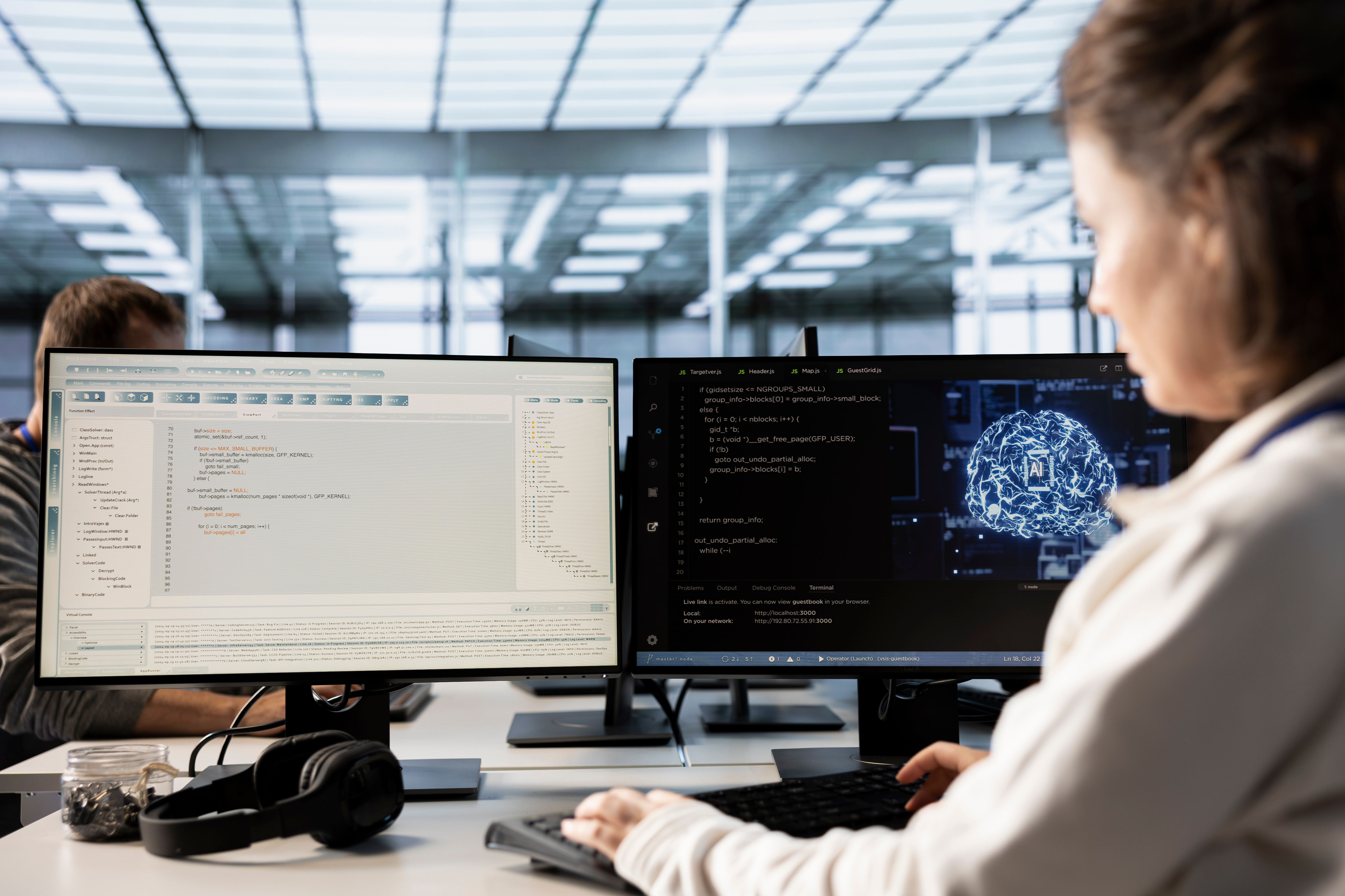 Office worker looking at computer