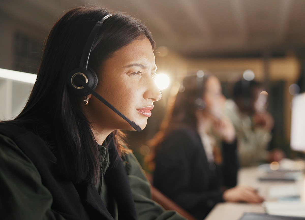 IT help desk worker looking frustrated