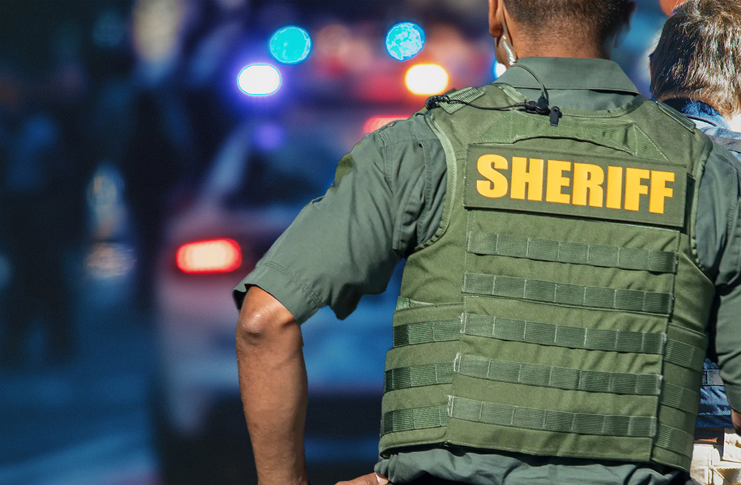 Sheriff next to vehicle