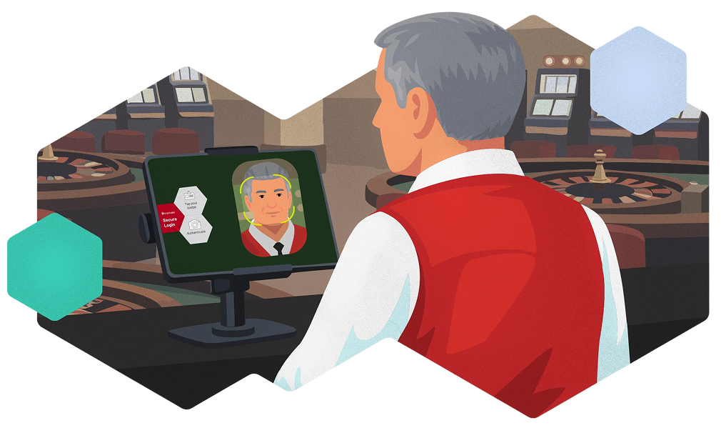 Gaming employee using Imprivata software