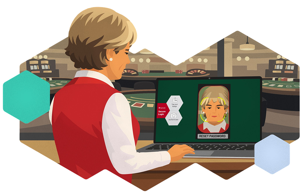 Gaming employee using Imprivata software