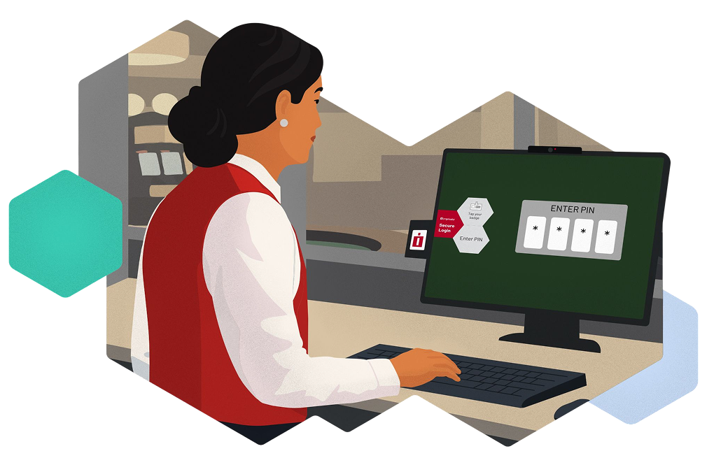 Gaming employee using Imprivata software