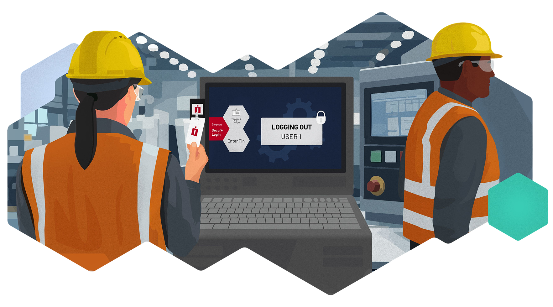 Manufacturing workers using Imprivata products
