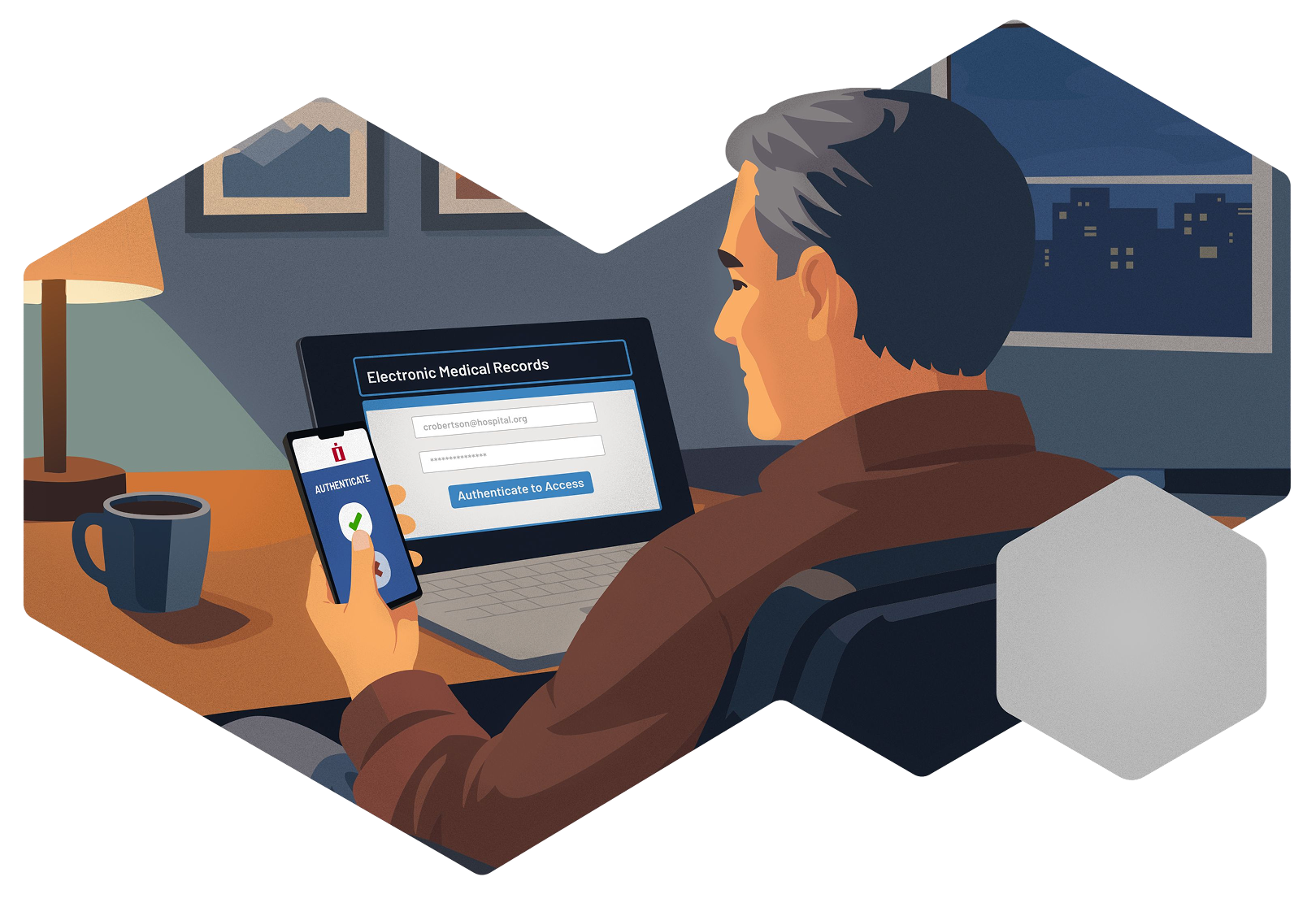 Physician using Imprivata software
