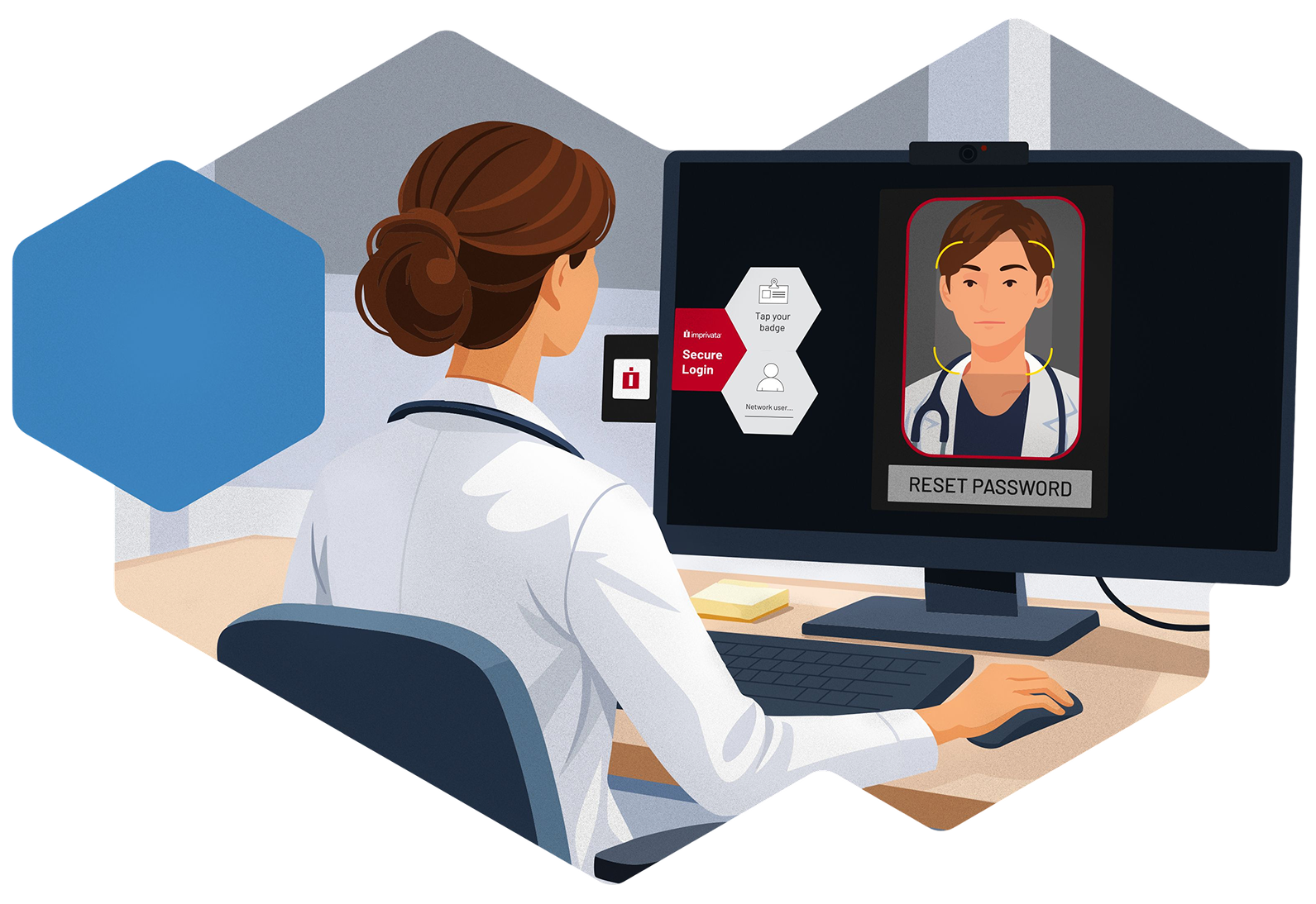 Physician using Imprivata software