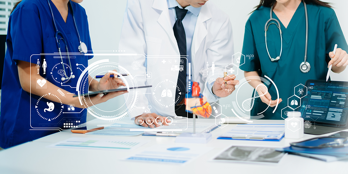 Photo of nurses using digital tools at work
