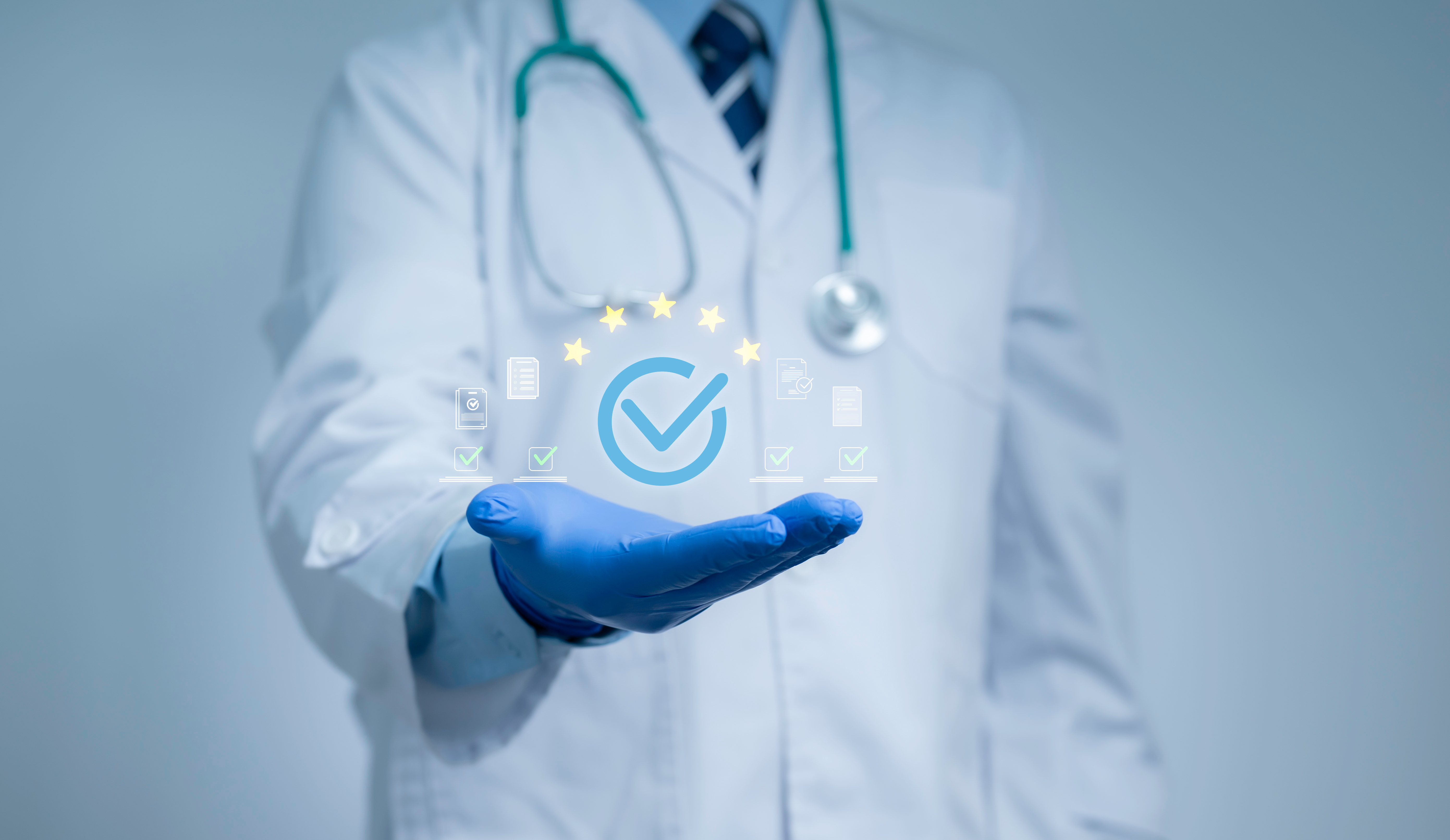 Doctor holding checkmark